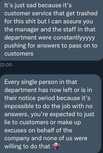 Alleged DM from an employee at AM